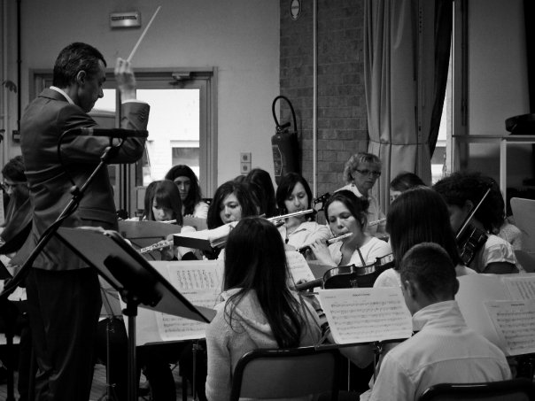 Nicolas Callens et ses élèves.